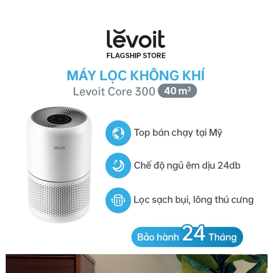 Máy lọc không khí diệt khuẩn Levoit Core 300 40m2 - Bộ Lọc HEPA H13 Lọc Bụi Mịn - Hàng chính hãng - HAPOS