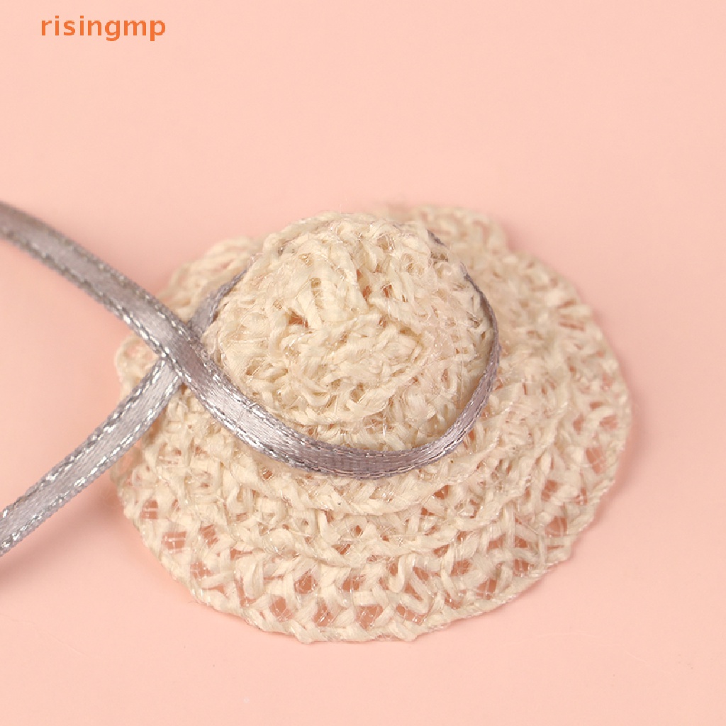 Mũ Rơm Đan Thắt Nơ Dễ Thương Trang Trí Nhà Búp Bê