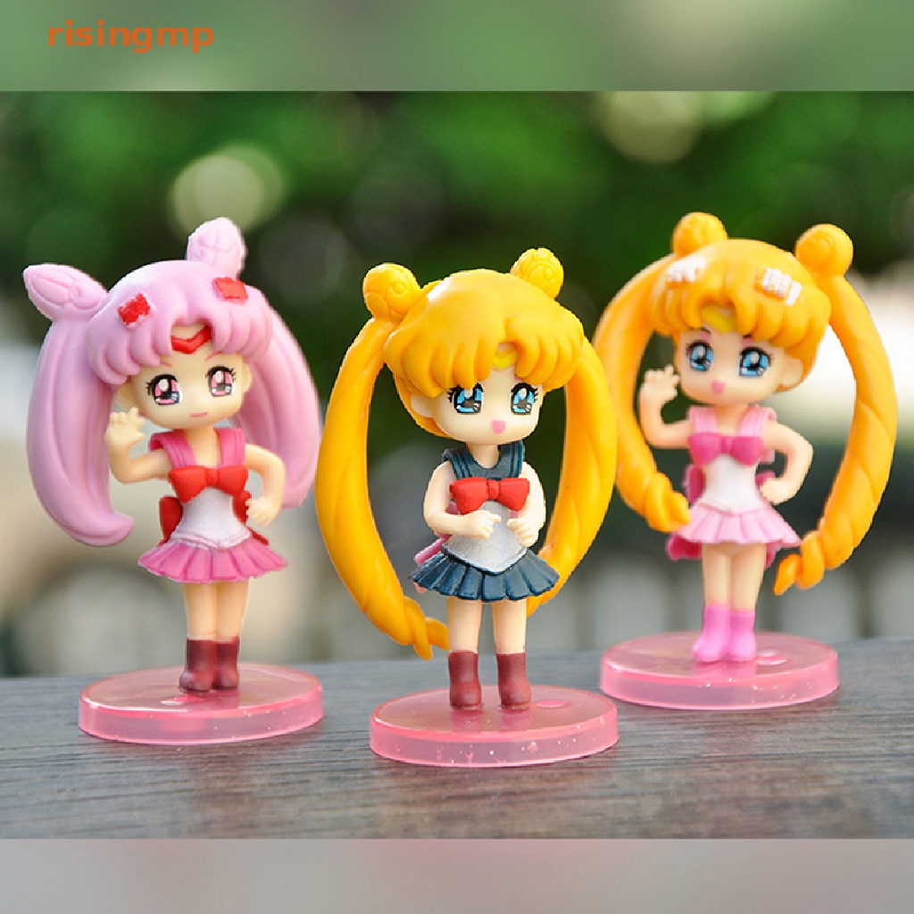 Set 4 Đồ trang trí Nhân Vật Hoạt Hình Thủy Thủ Mặt Trăng 3D Bằng PVC