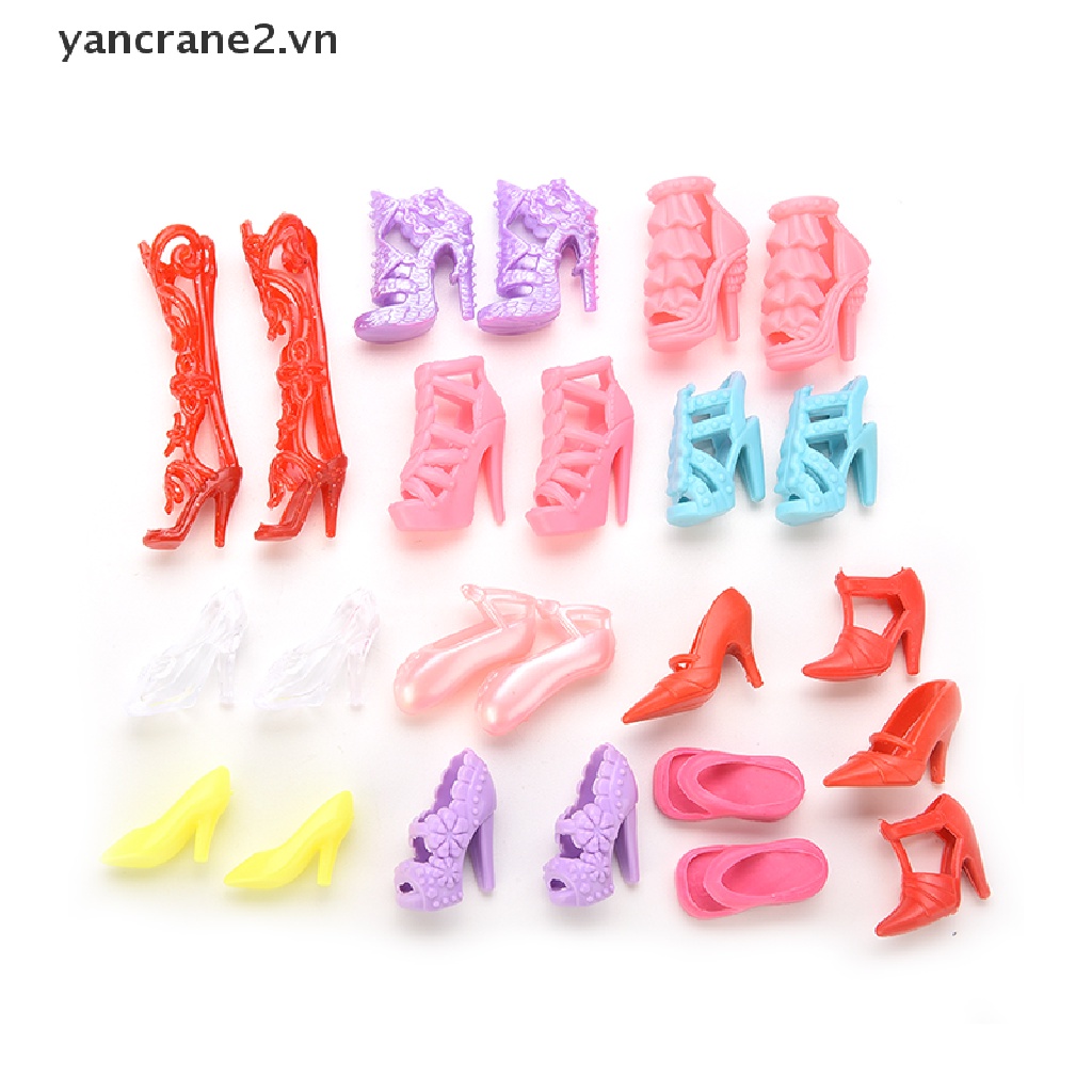 {YAN2} 12 Đôi Giày Nhiều Màu Sắc Dễ Thương Dành Cho Búp Bê Barbie {yancrane2.vn}