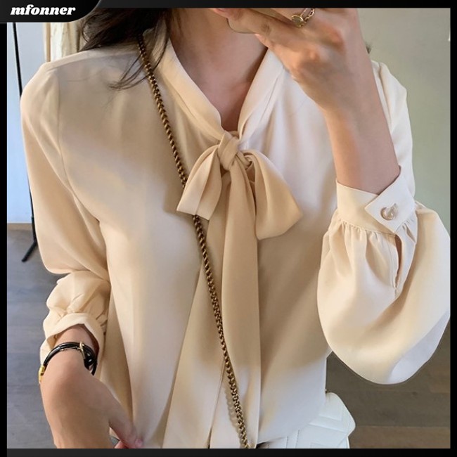 Áo Sơ Mi Voan Dáng Rộng Màu Sắc Đơn Giản Thanh Lịch Dành Cho Nữ