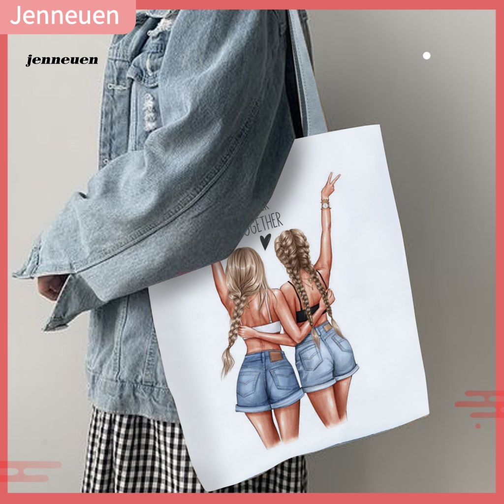 Túi Tote Đeo Vai Sức Chứa Lớn Có Khóa Kéo In Họa Tiết Dễ Thương Thời Trang Cho Gia Đình