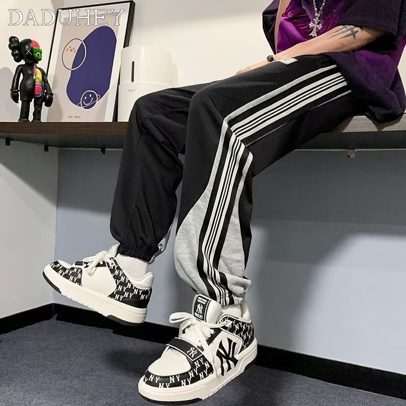 DaDuHey Men's Korean Style Trendy All-Matching Casual Pants 2023 New Summer Loose Draping Ankle Banded Cropped Pants