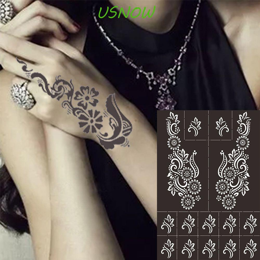 Khuôn Hình Xăm Tạm Thời Chống Nước Họa Tiết Hoa Ấn Độ Cho Nữ