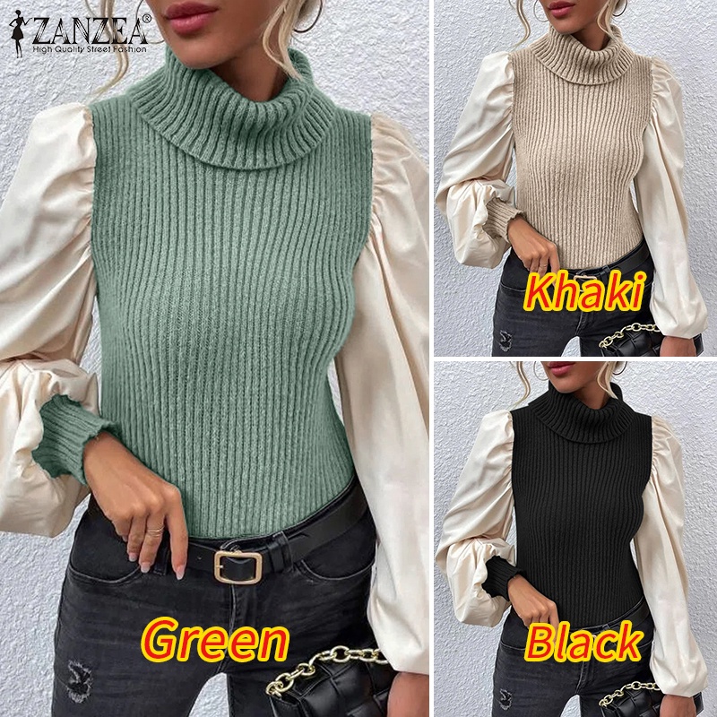 Zanzea Áo Len Nữ Dài Tay Cổ Lọ Thời Trang