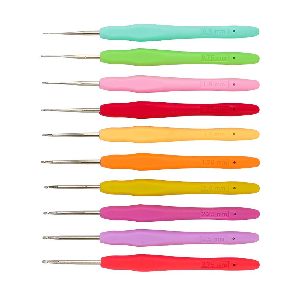 [Buran] Set 10 Dụng Cụ Móc Len Đan Tay Cầm Mềm Mại Kích Thước Nhỏ