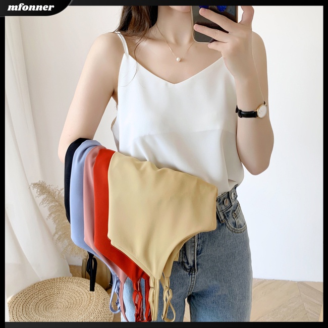 Áo Voan Hai Dây Cổ Chữ V Dáng Rộng Màu Trơn Thời Trang Mùa Hè Dành Cho Nữ