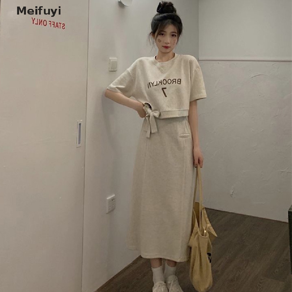 Bộ Áo In Chữ + Chân Váy Dài Dáng Ôm Phong Cách Hàn Quốc Thời Trang Cho Nữ