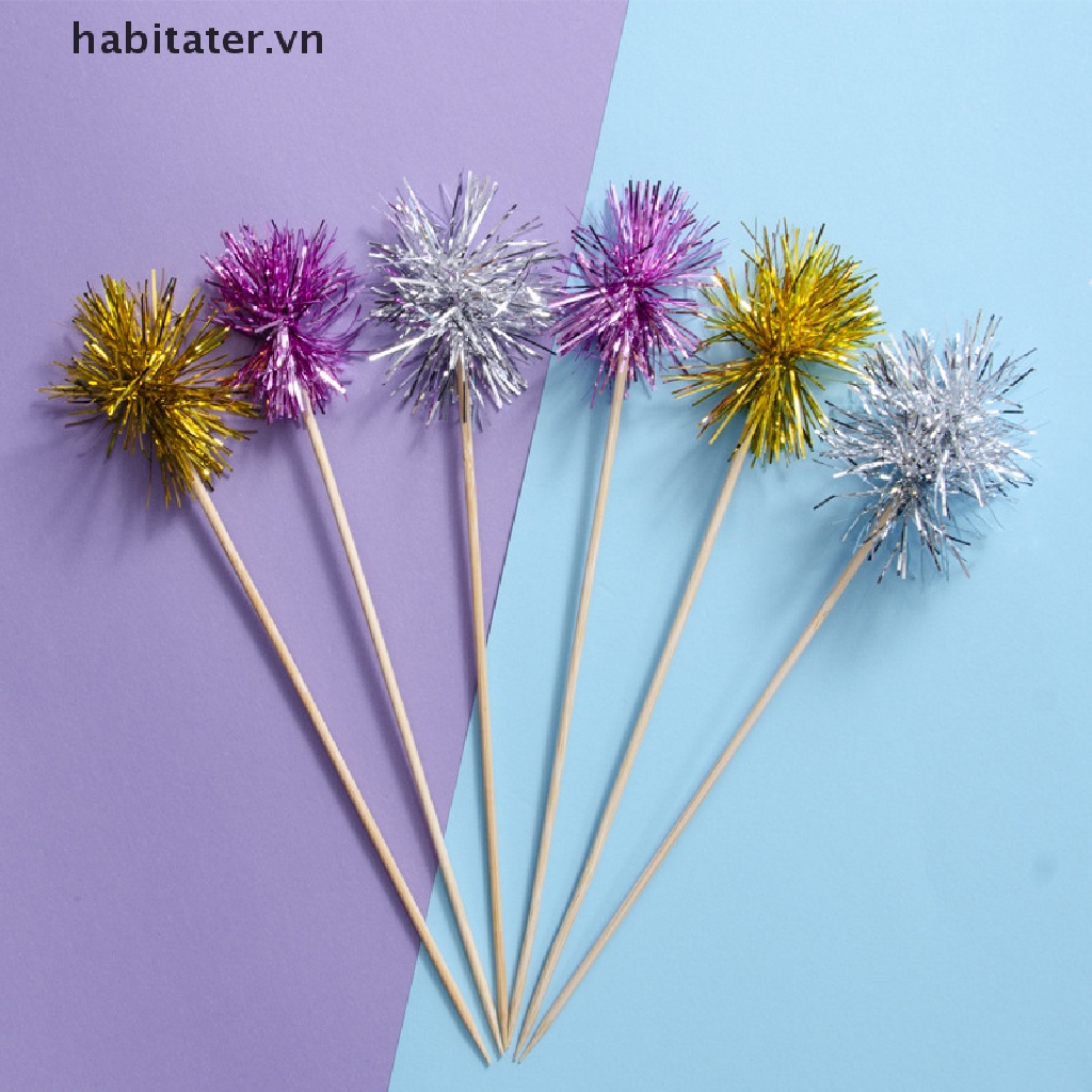 Set 10 Tăm Xỉa Răng Hình Pháo Hoa Trang Trí Bánh Cupcake