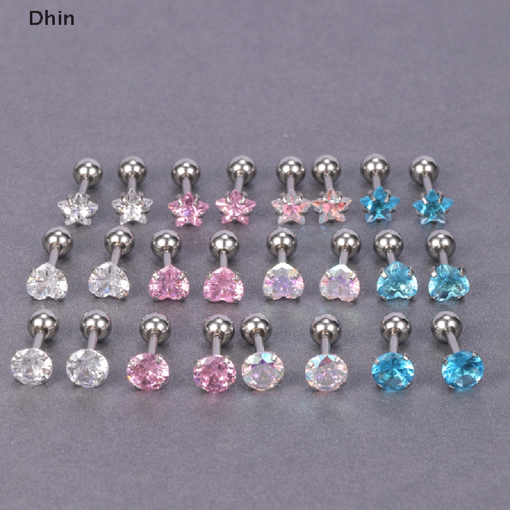 1 Đôi Khuyên Tai Đính Đá Zircon Đơn Giản Bằng Thép Không Gỉ Thời Trang Cho Nữ