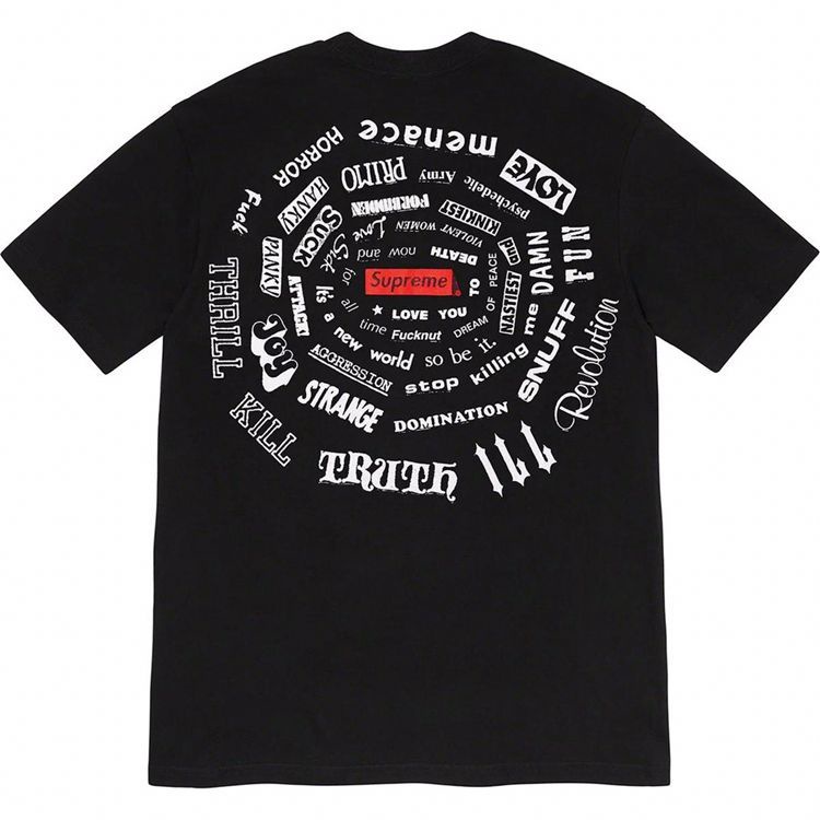 Sup & Supreme SpiralTee spiral small label Red Label small box logo short sleeve t-shirt
