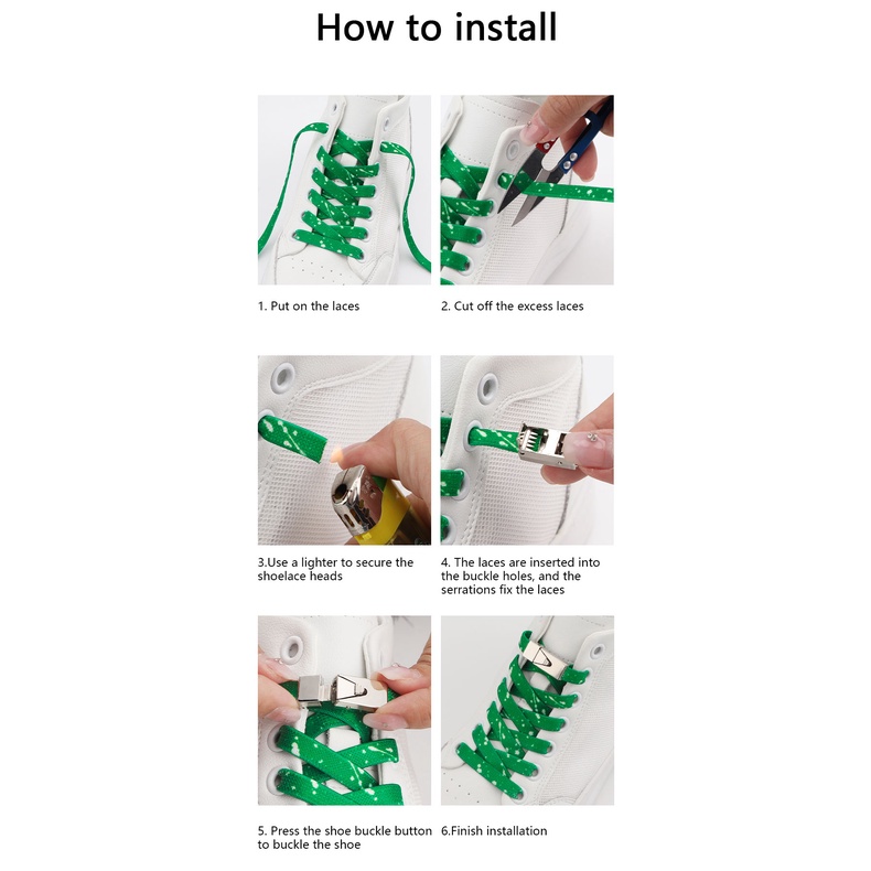 Dây Giày Dẹt Nhiều Màu Mới Không Cần Buộc Co Giãn Khóa Bấm Kim Loại Nhanh Chóng Và Không Cần Buộc