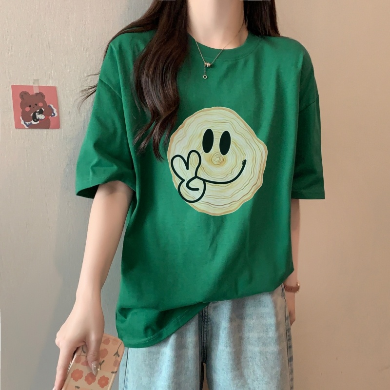 NZN Áo Thun Ngắn Tay Dáng Rộng In Họa Tiết Thời Trang Mùa Hè Hàn Quốc Dành Cho Nữ