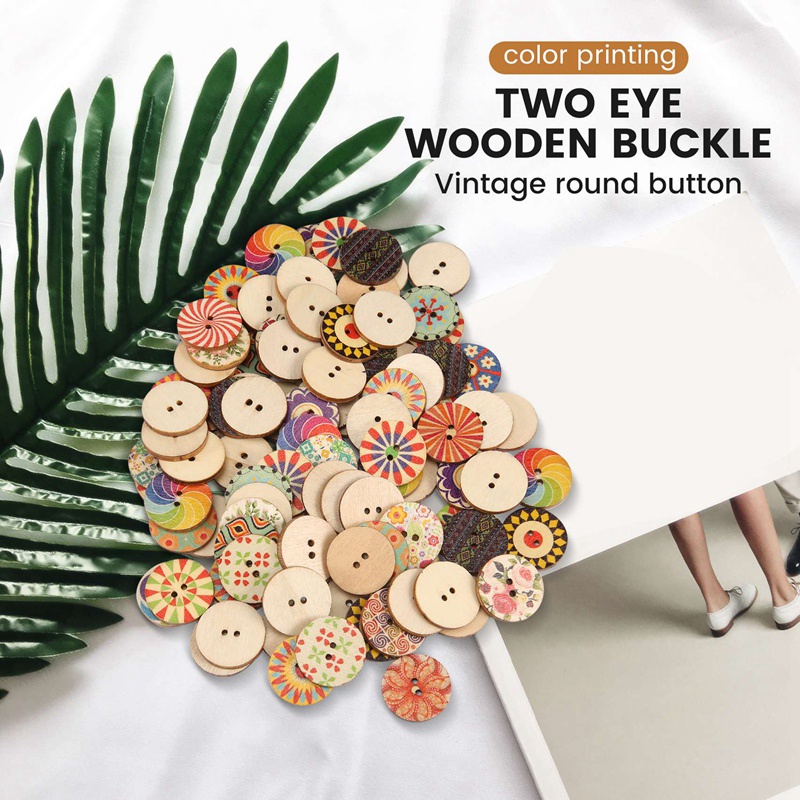 Set 300 Nút Gỗ 2 Lỗ Nhiều Màu Sắc