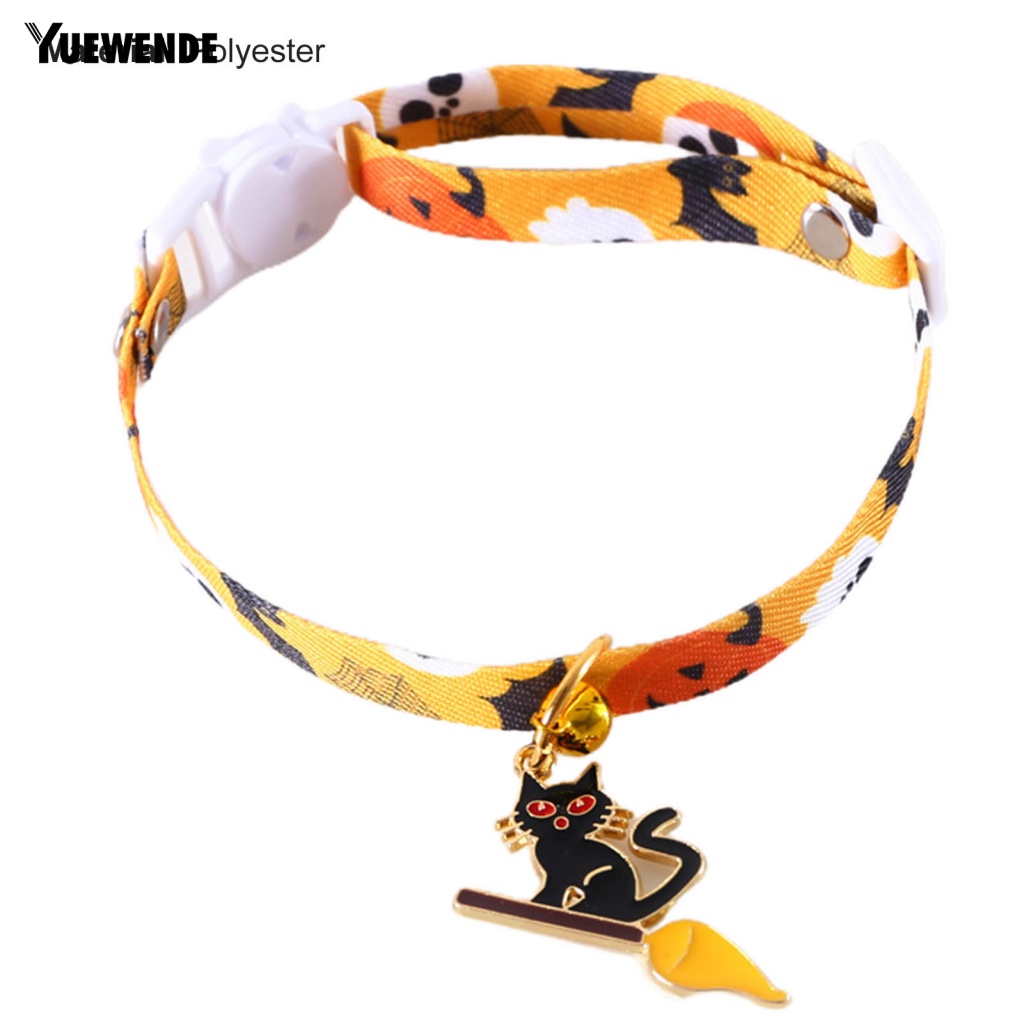 Vòng Cổ Gắn Chuông Họa Tiết Ma Bí Ngô Có Thể Điều Chỉnh Trang Trí Lễ Hội Cho Thú Cưng