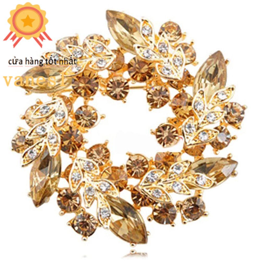 Ghim Cài Áo Hình Hoa Trong Suốt VANES1 Chất Lượng Cao Cho Cô Dâu