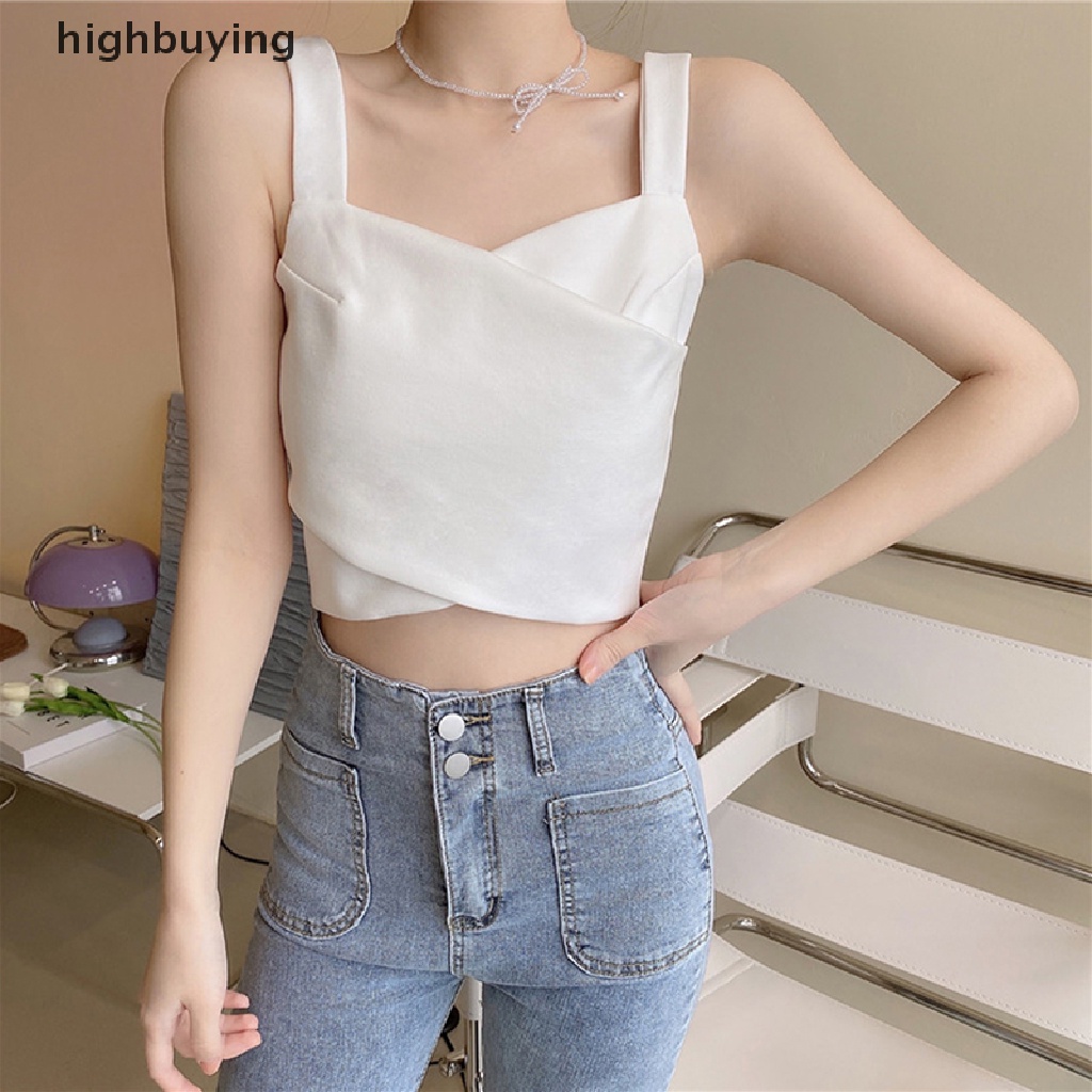 Hbvn Belle Áo Hai Dây Màu Trơn Phối Khóa Kéo Gợi Cảm Mùa Hè Cho Nữ