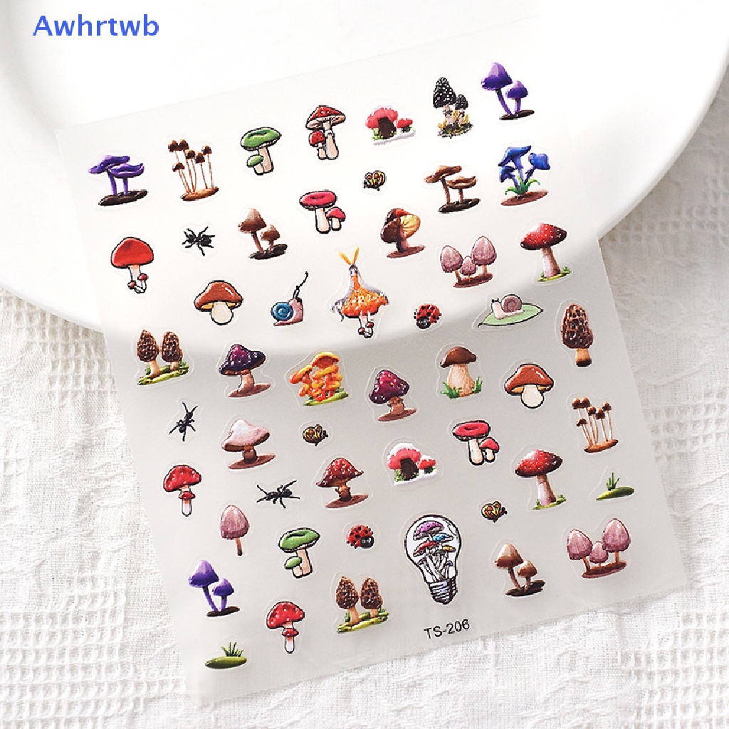 Miếng Dán Trang Trí Móng Tay Hình Nấm 5D Nhiều Màu Sắc Mới