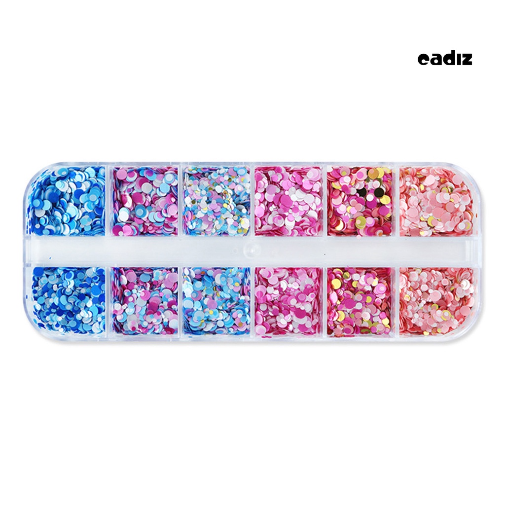 1 Hộp 12 Ngăn Kim Tuyến Tròn Lấp Lánh Nhiều Màu Trang Trí Móng Nghệ Thuật DIY