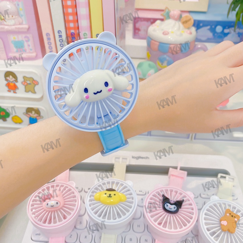SANRIO Quạt USB Mini Đeo Cổ Tay Hình Cinnamoroll My Melody Dễ Thương Sáng Tạo Có Thể Sạc Lại Cho Trẻ Em