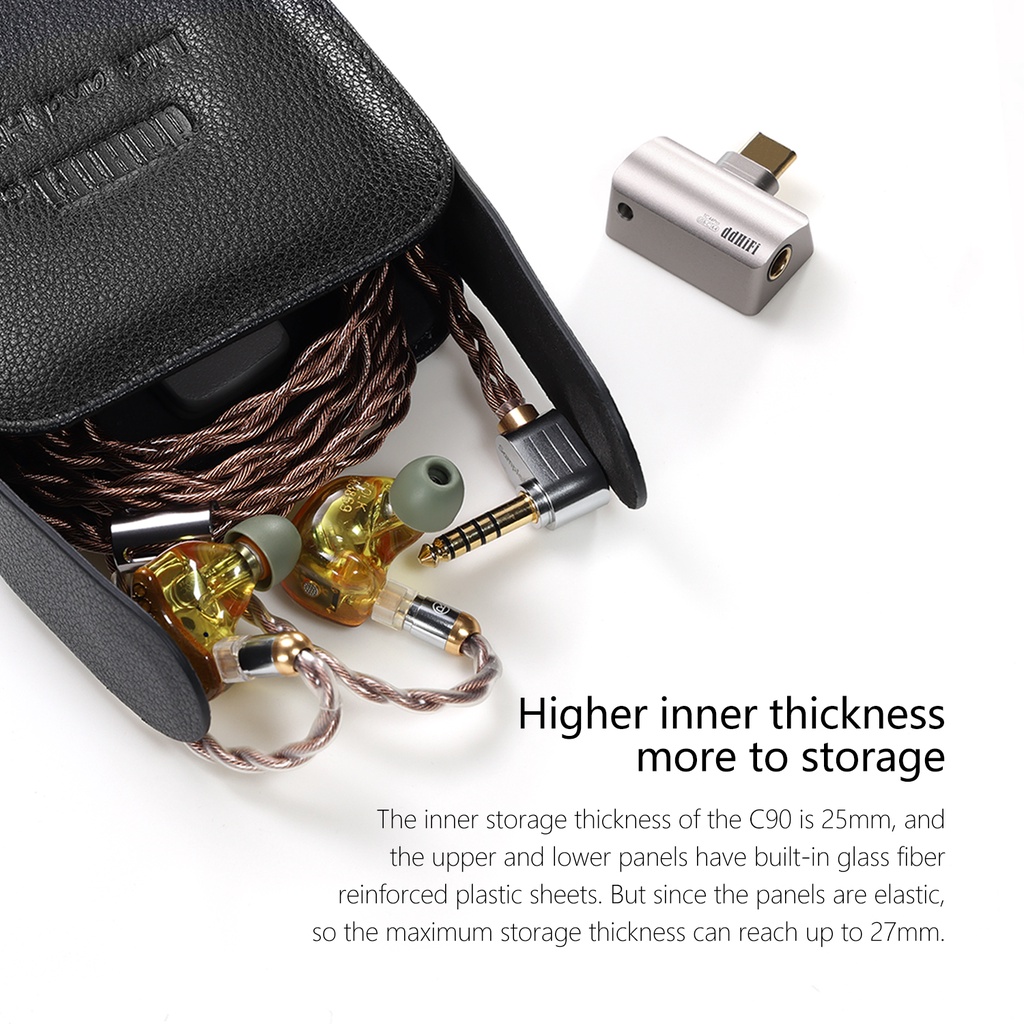 Túi Da Bò Thật Đựng Tai Nghe Dddhifi C90 Tiện Dụng