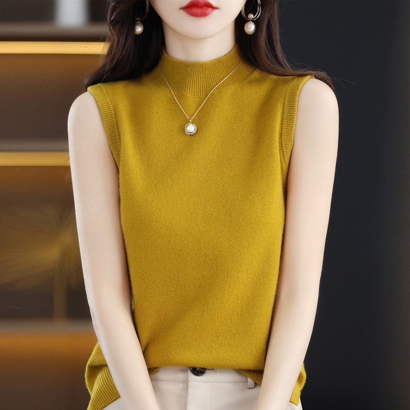 Áo Dệt Kim Sát Nách Cổ Lọ Ôm Dáng Mềm Mại Thời Trang Mùa Hè Cho Nữ
