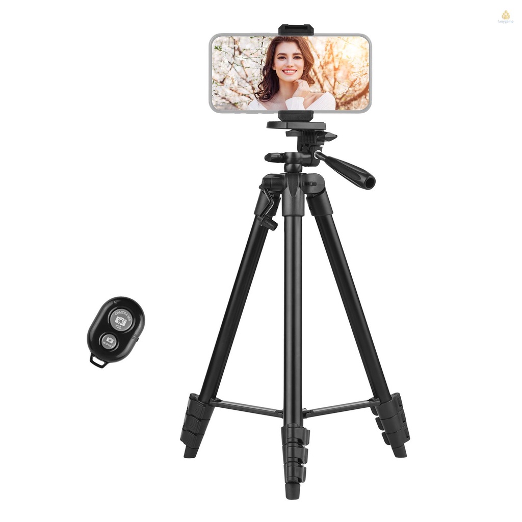Giá Đỡ Ba Chân Di Động Bằng Hợp Kim Nhôm 135cm / 53in Max Dụng Cụ Kẹp Điện Thoại Chịu Tải Cao 3kg Kèm Điều Khiển Từ Xa Hỗ Trợ Live Streaming Sản Phẩm Chụp Ảnh