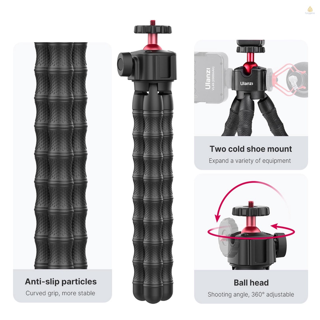 Bộ Dụng Cụ Kẹp Điện Thoại Đa Năng Ulanzi + Giá Đỡ Tripod Bạch Tuộc 5500K Mini Có Đèn LED Video + Giá Đỡ Điện Thoại Di Động