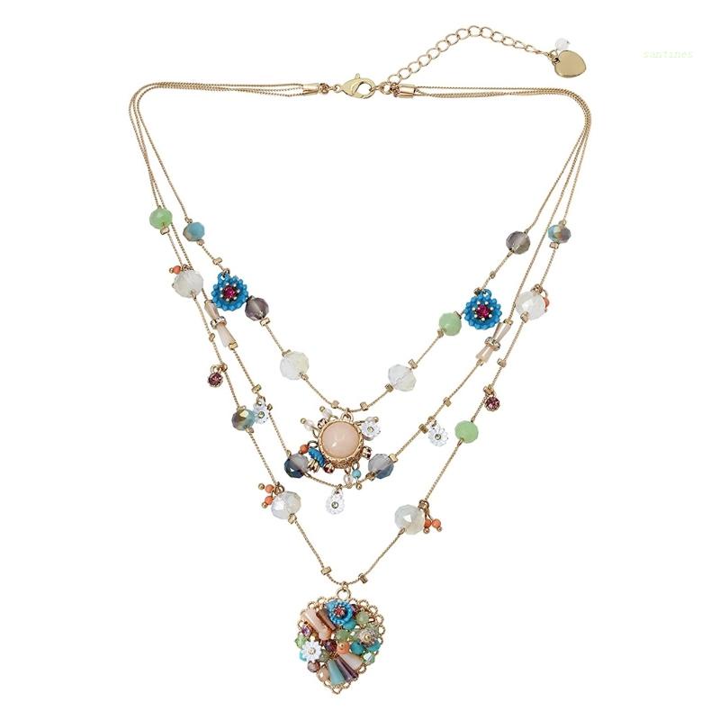 Vòng Cổ Choker Nhiều Lớp Mặt Hoa / Trái Tim Phong Cách Boho Thời Trang Mùa Hè