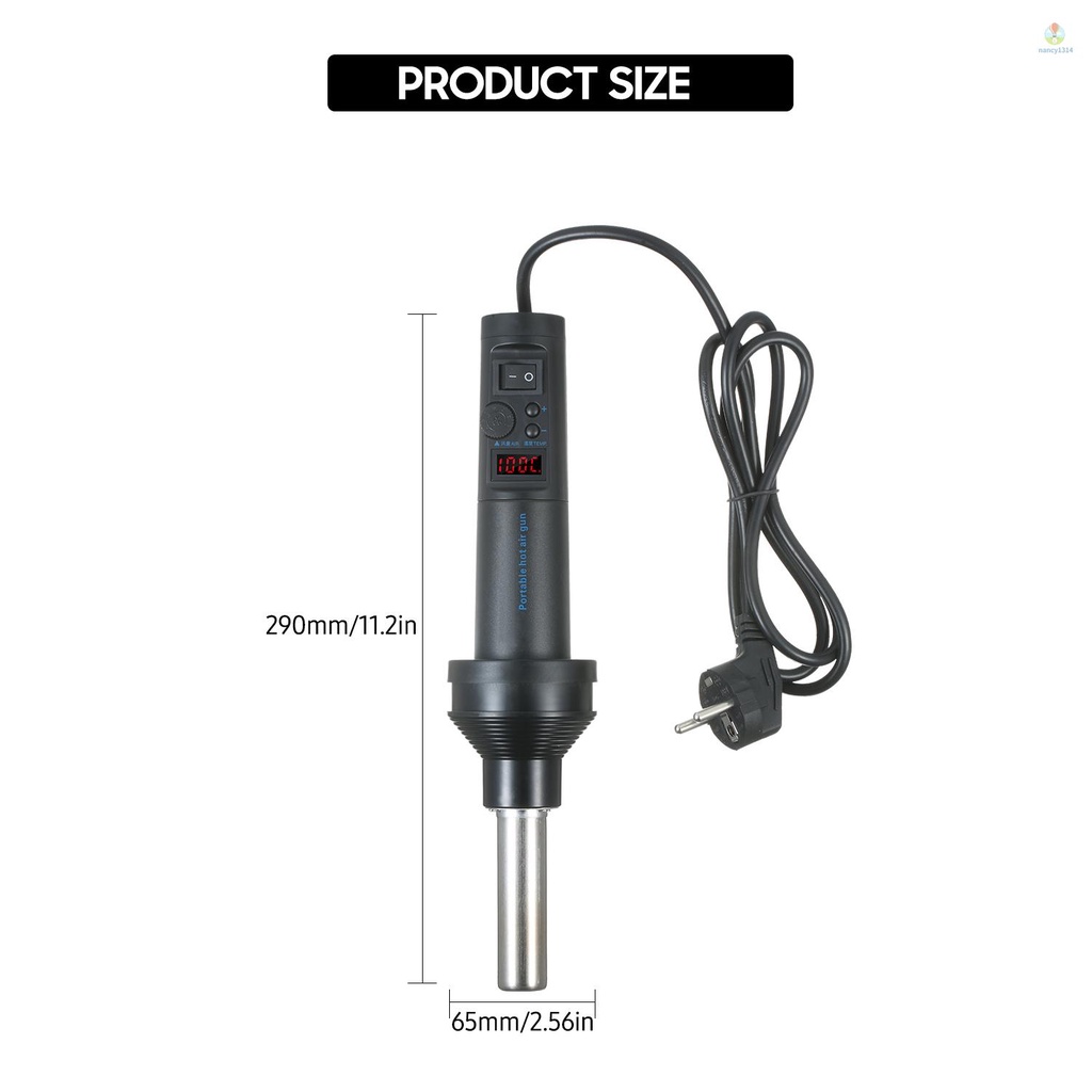 Mini Heat  420W Portable Hot Air  Digital Screen Adjustable Temperature &amp; Air Flow Handheld Industrial Heat  for DIY Craft Heat Shrinkage Drying Paint Removal Adhesive Wel