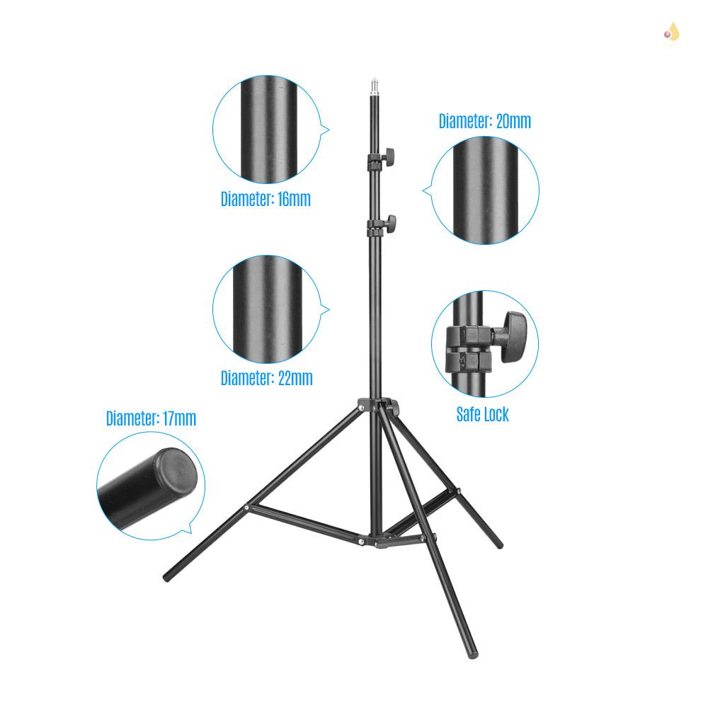 (mynivn) Giá Đỡ Ba Chân Chụp Ảnh Bằng Thép Có Thể Điều Chỉnh Tối Đa Dù Che Nắng 176cm / 5.8ft Với Ốc Vít 1 / 4 Inch Cho Studio
