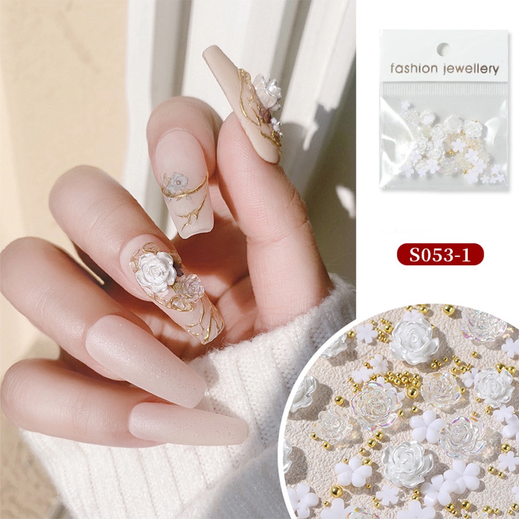 1 Bộ Hạt Charm Lấp Lánh Bằng Thép Trang Trí Móng Tay DIY