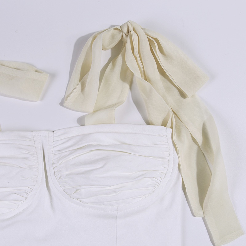 Áo Hai Dây Dệt Kim Hở Lưng Đính Nơ Thời Trang Mùa Hè Cho Nữ