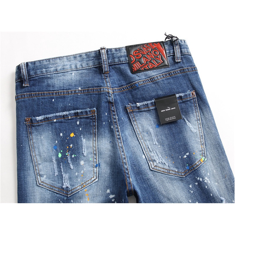 Quần jeans Dài Phối Vết Rách Cá Tính Cho Nam