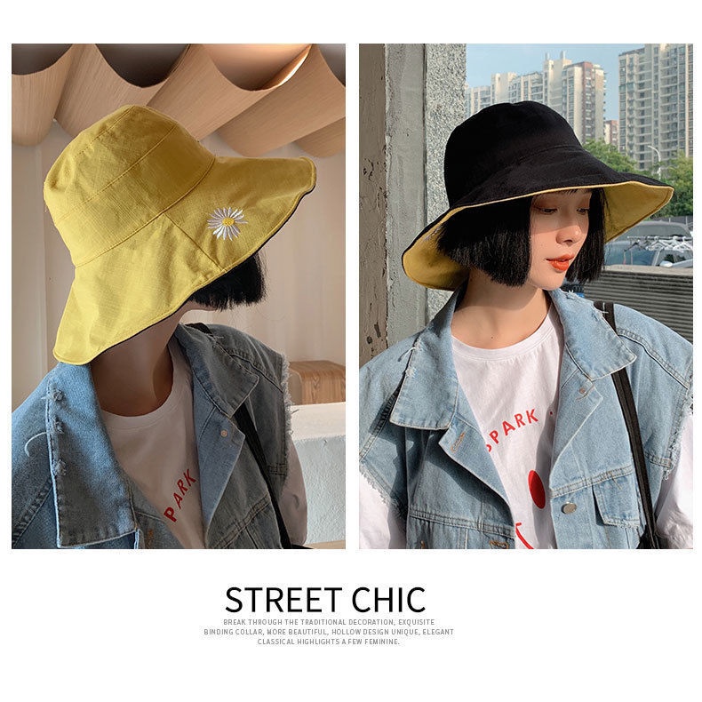 Mũ Bucket Hai Mặt Chống Nắng Họa Tiết Hoa Cúc Phong Cách Mới Thời Trang Mùa Hè Cho Nữ