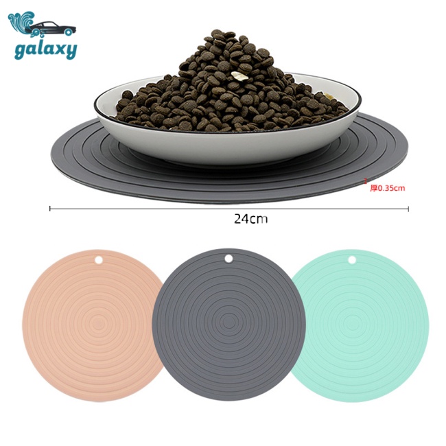 Galaxy Thảm Silicon Tròn Lót Tô Đựng Thức Ăn Chống Trượt Màu Trơn Cho Thú Cưng