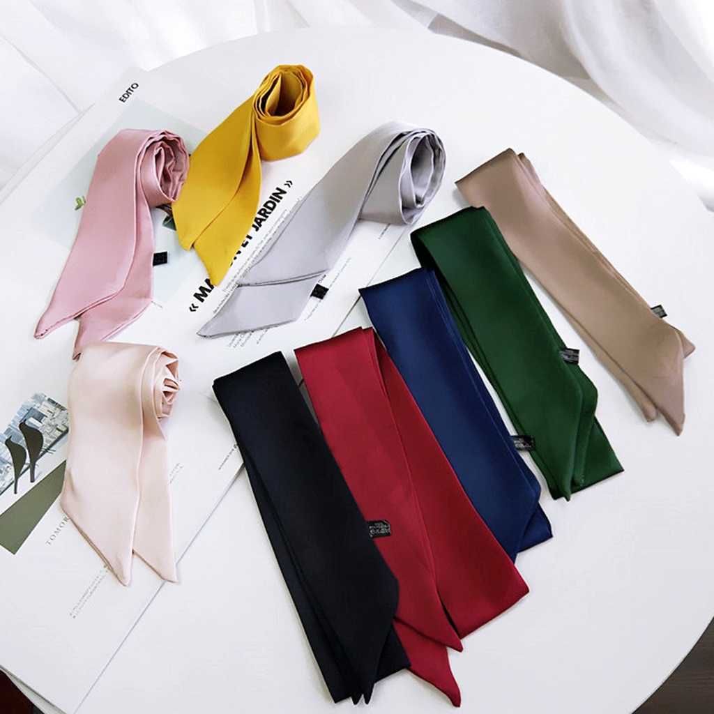 Khăn Choàng Cổ / Túi Xách Bằng Polyester Màu Trơn Chống Mòn Thân Thiện Với Da Trang Trí Ruy Băng Cho Nữ