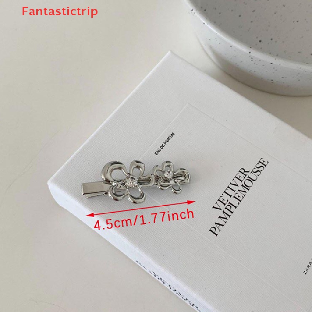 Kẹp Tóc Hình Hoa Đính Đá Bằng Kim Loại Phong Cách Punk Thời Trang Ngọt Ngào Cho Nữ Y2K