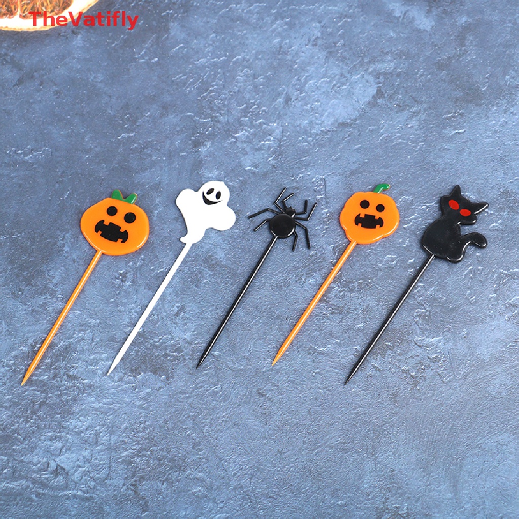 Set 10 Tăm Xỉa Răng Trang Trí Bánh Cupcake Chủ Đề Halloween