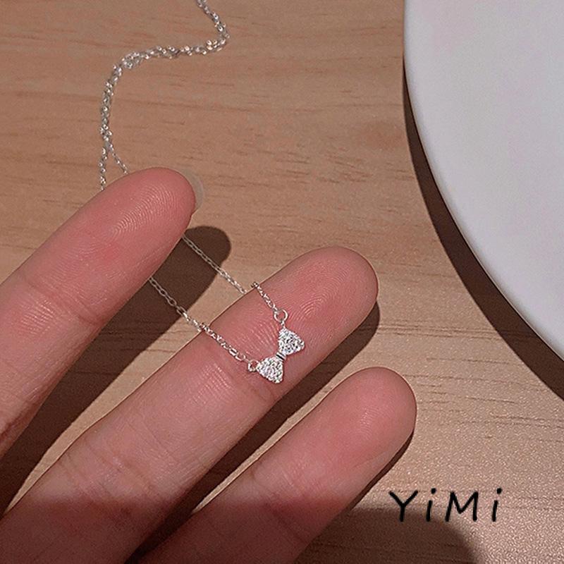 【Thanh toán đích】Vòng cổ Mặt Nơ Pha Lê Dễ Thương Thời Trang Cho Nữ