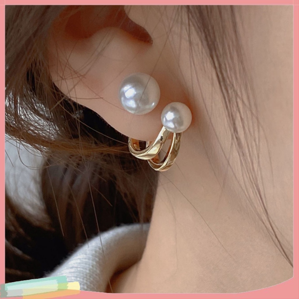 1 Đôi Khuyên Tai Nữ Đính Ngọc Trai Giả Phong Cách Vintage