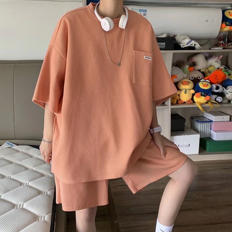 Set Áo Thun Ngắn Tay Form Rộng Và Quần Short Thể Thao Thời Trang Năng Động Cho Nam