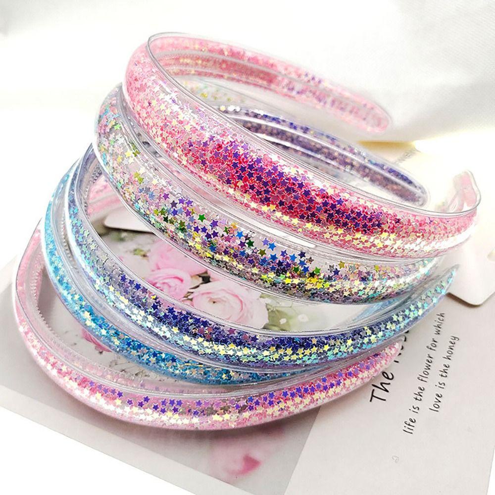 Băng Đô Trong Suốt Phối Kim Tuyến Nước Lấp Lánh Thời Trang Cho Bé Gái