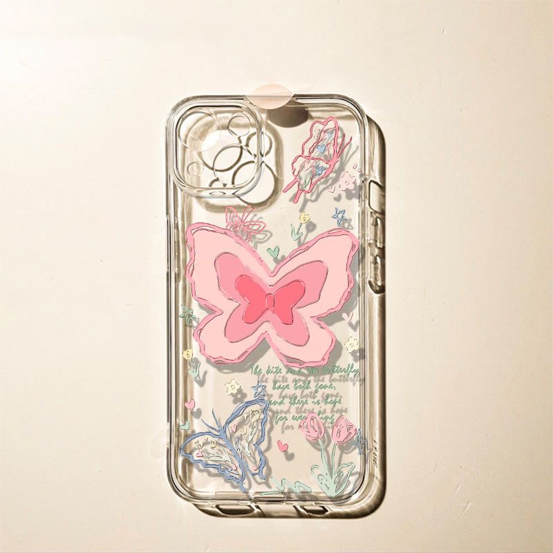 ✅Ốp Điện Thoại Mềm Trong Suốt In Chữ Tiếng Anh Và Bướm Cho iPhone14pro7811XR XSMAX 13 P5AT