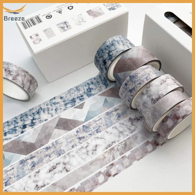 Cuộn 6 Cuộn Băng Dính Washi Dài 5m Màu Sắc Kẹo Ngọt Xinh Xắn