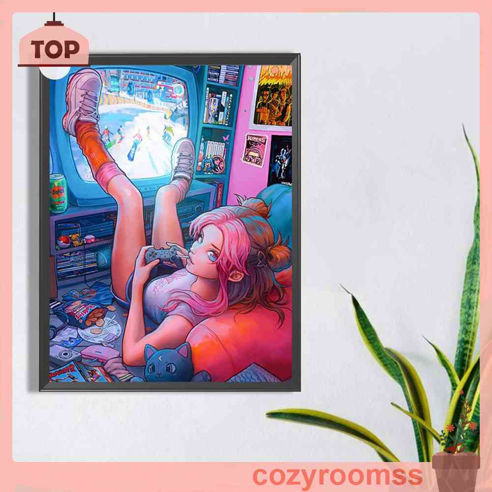 Tranh Đính Đá Kim Cương Toàn Bộ 5D DIY Hình Vẽ Cô Gái Trang Trí Nhà Cửa