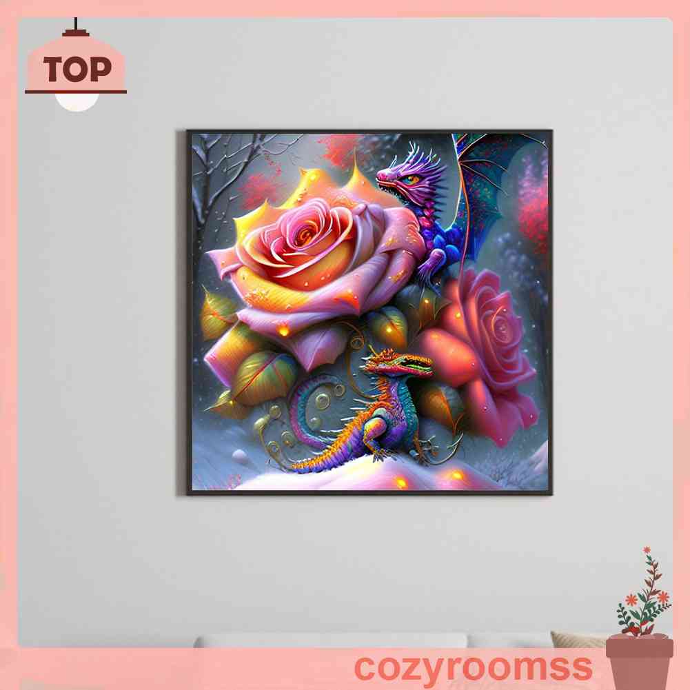 Tranh Đính Đá Kim Cương Toàn Bộ 5D DIY Hình Vẽ Rồng Trang Trí Nhà Cửa