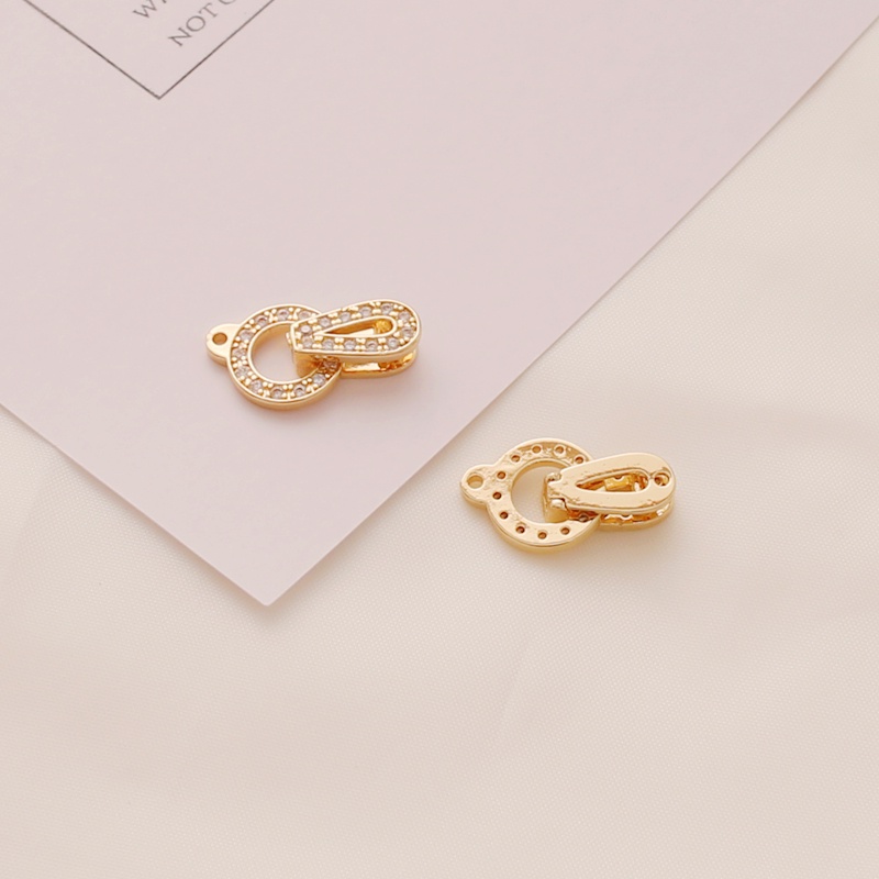 Khóa Cài Tròn Mạ Vàng 14k Đính Đá Zircon Nhiều Màu Sắc Dùng Làm Trang Sức diy