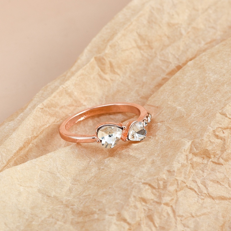 Nhẫn Hở Hình Trái Tim Đôi Đính Đá Zircon Thời Trang Cho Nữ