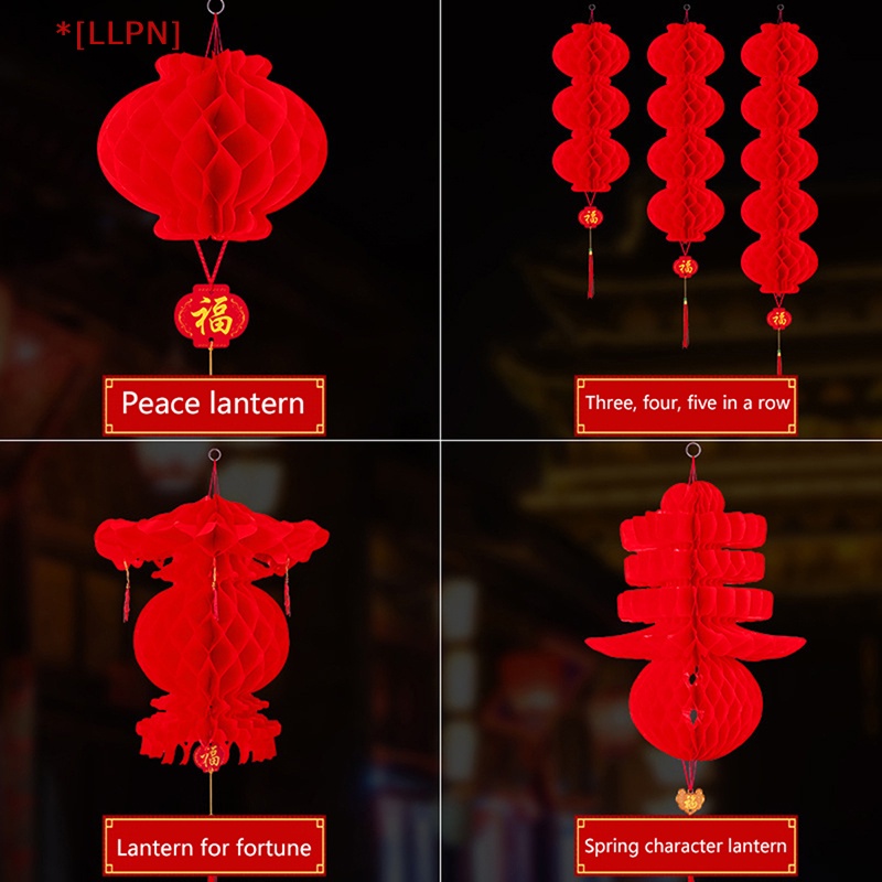 Set 10 Lồng Đèn Giấy Màu Đỏ Không Thấm Nước Trang Trí Năm Mới